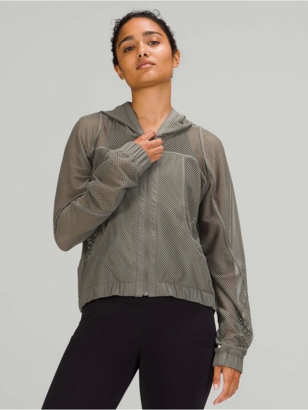 Lululemon Relaxed Fit Mesh Jacket grey sage Sz 12 women’s
